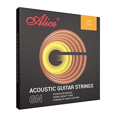 Image of Alice Acoustic Guitar Strings Phosphor Bronze Light Gauge 12 53 Nano Polishing Coating for 6 String Guitars, Rose Gold