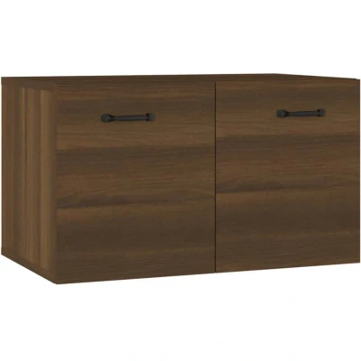Image of vidaXL Wall Mounted Cabinet in Brown Oak Spacious and Durable Engineered Wood, Perfect for Living Room, Practical Storage Solution with Display Function