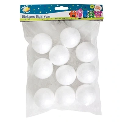 Image of Craft Planet Polystyrene Balls 10 Pieces, White, 4.5cm, Shapes For Arts And Crafts, Basic Shapes, Perfect Base, Decoupage, Painting, Bauble Making, Art Set &amp; Kit Supplies