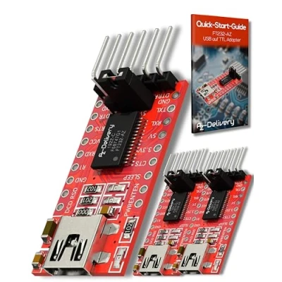Image of AZDelivery 3 x FT232RL Mini USB to TTL Serial Converter Adapter Module 3.3V 5.5V FT232R Port DTR RX TX VCC CTS GND Pin compatible with Arduino and Raspberry Pi including E Book!