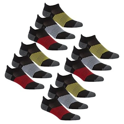 Image of RedTag Active Mens Cushioned Sport Trainer Socks Stripe 12 Pairs Red 6 11