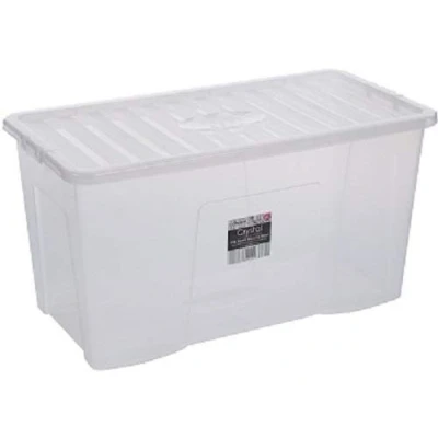 Image of 110 Litre Extra Large Clear Plastic Storage Box with Lid Pack of 3