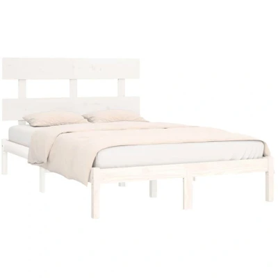 Image of vidaXL White Solid Pinewood Super King Bed Frame 180x200 cm, Durable, Firm Support, Stylish Design for Bedroom
