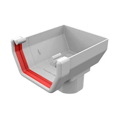 Image of White Square Gutter Stop End Outlet, Freeflow 114mm Rain Water Systems