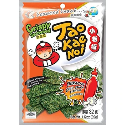 Image of Tao Kae Noi Crispy Seaweed Snack Sriracha, Algae Snack, 32 g