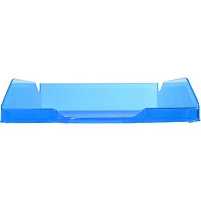 Image of Exacompta Ref 11336D Linicolor Letter Tray Combo Midi 347 x 255 65mm in Size, Holds Up To 500 Sheets, Suitable for A4 Documents Turquoise Translucent