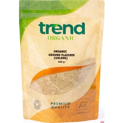 Image of Trend Organic Ground Flaxseed (Golden), Milled Linseed Seeds, High in Protein, Rich Fibre and Omega 3s, Certified Organic, Vegan, GMO Free, No Additives, Preservatives, Raw, 500g