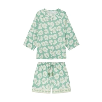 Image of Women&#039;secret Women&#039;s Citric Summer Short Sleeve Pyjamas Pajama Set, GREEN PRINT, S