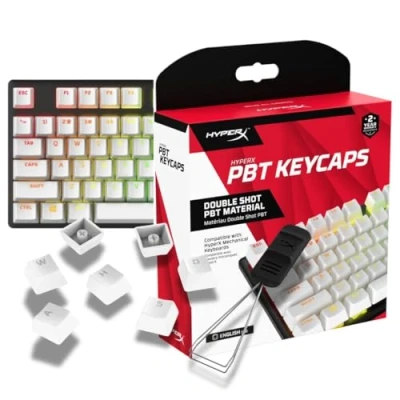 Image of HyperX PBT Keycaps Full Key Set, Double Shot Material, English (US) Layout, 104 Keys White