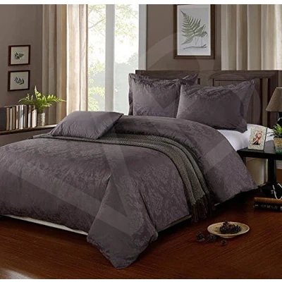 Image of viceroy bedding 500 Thread Count DAMASK 100% Cotton Jacquard Duvet Cover Set (Double, Grey)