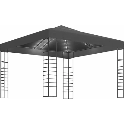 Image of vidaXL Garden Marquee with LED String Lights 3x3 m Anthracite