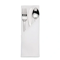 Image of Mitre Luxury Satin Band Napkins Cotton White (10 pack)