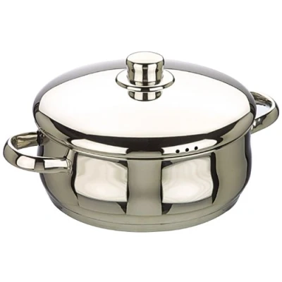 Image of Ibili Casserole Oslo Belly Shape with lid 18 cm, Stainless Steel, Silver