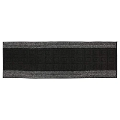 Image of Palmero Machine Washable Latex Backed Carpet Runner, Black/Grey