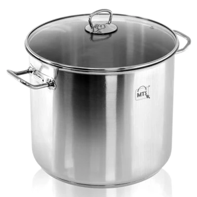 Image of GEEZY Stainless Steel Stockpot with Lid 9L Cooking Pot Large Deep Casserole Kitchen Cookware Double Handle Soup