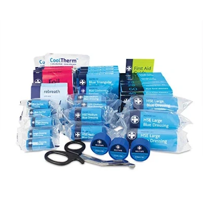 Image of Reliance Medical First Aid Kit Refill Large Catering, for High &amp; Low Risk Environments, Ideal Workplace, Home, Travel, Holiday, Includes Dressing Pads, Bandages, Emercengy Essentials, Blue