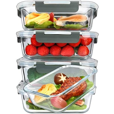 Image of MCIRCO Glass Meal Prep Containers with Lids 1040ml Airtight Food Storage Containers, Set of 5