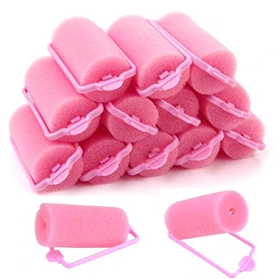 Image of wordmouk 32 Pieces Foam Sponge Hair Rollers Pink Soft Curlers DIY Styling Hairdressing Tools for Women and Kids (30 mm)