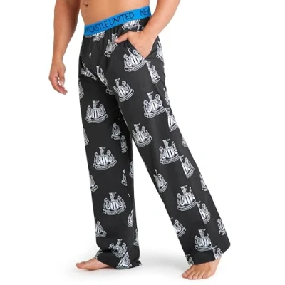 Image of NEWCASTLE UNITED F.C. Pyjama Bottoms for Men Teenagers, Comfy Nightwear Lounge Pants PJs Football Gifts (3XL, Black/Blue)