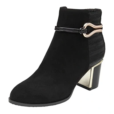Image of Lotus Autumn Womens Black Heeled Ankle Boot Size 4 UK