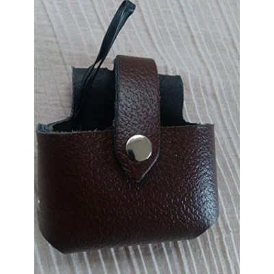 Image of Brown Pure Leather Tape Holder Fasten Button Loop BBI for Scaffolding Tool Belt