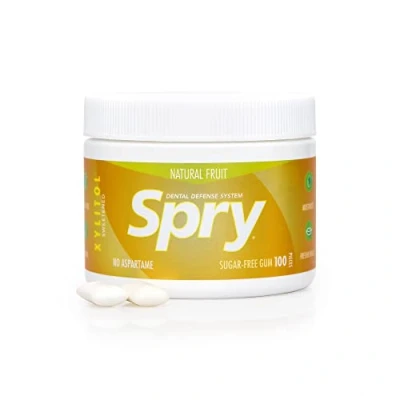Image of Spry Xylitol Gum, Fresh Fruit, 100 Count Great Tasting Natural Chewing Gum That is Aspartame Free, Promotes Oral Health, and Fights Bad Breath