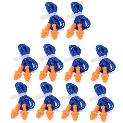 Image of Silicone Earplugs, 10 Pairs Waterproof Corded Ear Plugs Spiral Earplug Rubber String Noise Cancelling for Sleep Cancelling, Swimming and Hearing Protection