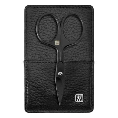 Image of ZWILLING Premium Black Edition Manicure Set 3 Piece Genuine Leather Wallet Travel with Nail Scissors