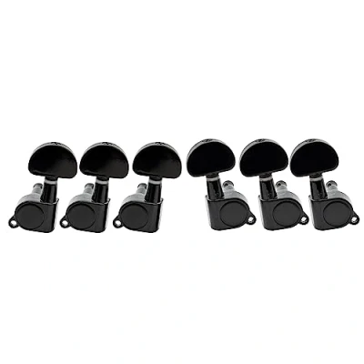 Image of Musiclily 3+3 Sealed Guitar Tuners Tuning Pegs Keys Machine Heads Set for Electric/Acoustic Guitar, Half Moon Button Black