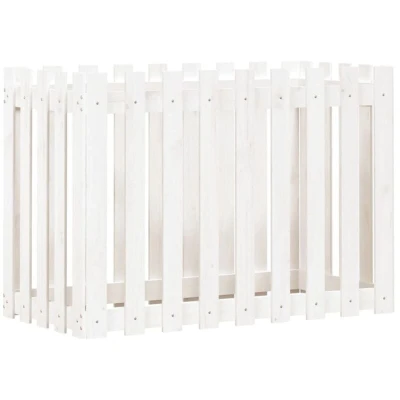 Image of vidaXL Garden Raised Bed with Fence Design White 100x50x70 cm Solid Wood Pine