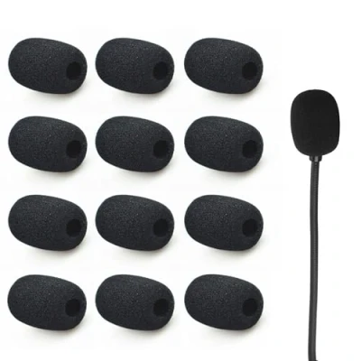 Image of 12 Pcs Headset Microphone Covers Foam, Foam Cover, Protector, Handheld Mic Windshield, 30X22X8MM