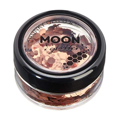 Image of Classic Chunky Glitter by Moon Copper Bronze Cosmetic Festival Makeup for Face, Body, Nails, Hair, Lips 3g