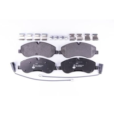Image of 1763915, 1842632, 1916326, 2162266, 2221820 brake pad set HELLA 8DB 355 020 691 incl. wear warning contact with caliper screws accessories