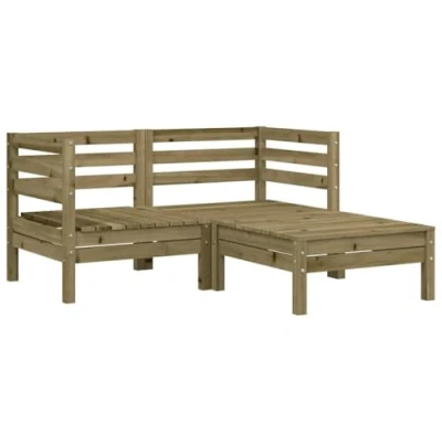 Image of vidaXL Pine Wood Garden Sofa Set 2 Seater with Modular Footstool/Table, Impregnated for Patio, Terrace