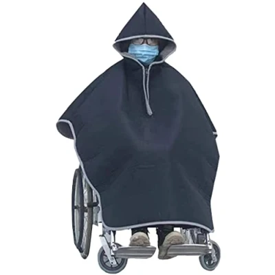 Image of BLUEZY Wheelchair poncho, Rain Cover adult waterproof, Poncho for with Zip, Blanket Adult, Warm Hood,