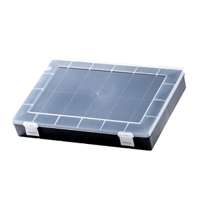 Image of hünersdorff Assortment box: sturdy sorting box (PP Classic) with fixed compartments (12 compartments), dimensions: 225 x 335 55 mm, black, 611810