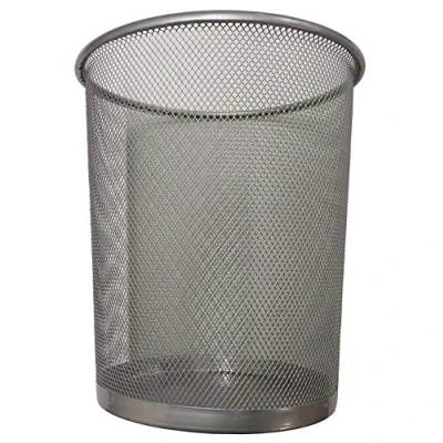 Image of DIVCHI Circular Mesh Wastebasket Trash Can, Waste Basket Garbage Can Bin for Bathrooms, Kitchens, Home Offices, Dorm Rooms (SILVER)
