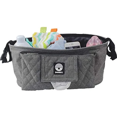 Image of Dooky Pram/Stroller/Pushchair Organizer Bag (for teether, phone, keys, wallet, bottle and more), Grey Melange, 5 liters, 14 x 40 17 cm