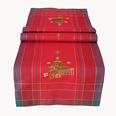 Image of texpot Table Runner 40 x 90 cm with Embroidery Tree Red/Colourful Christmas Decoration Cloth