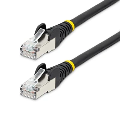 Image of StarTech.com 2M CAT6A Ethernet Cable Low Smoke Zero Halogen (LSZH) 10 Gigabit 500MHz 100W PoE RJ45 S/FTP Black Network Patch Cord Snagless w/Strain Relief (NLBK PATCH)