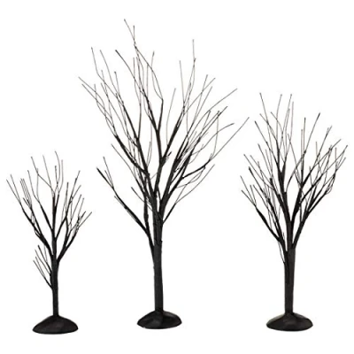 Image of Department 56 Accessories for Villages Halloween Black Bare Branch Trees, 1.77 inch, Metal Wire Paper Plastic