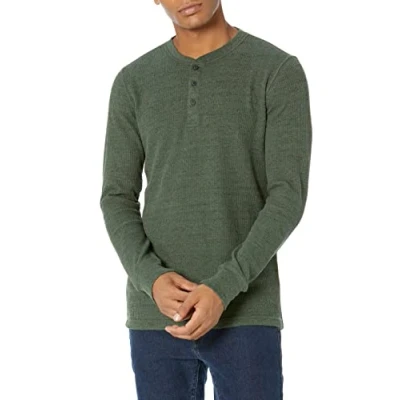 Image of Amazon Essentials Men&#039;s Slim Fit Long Sleeve Waffle Henley Shirt, Olive Heather, XS