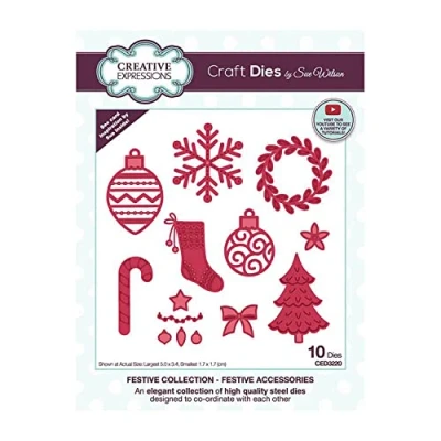 Image of Creative Expressions Sue Wilson Festive Accessories Craft Die, Metal, Largest 5 x 3.4 cm, CED3220