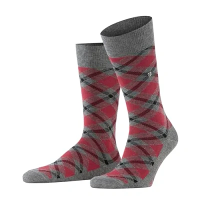 Image of Burlington Men&#039;s Tartan M SO Cotton Patterned 1 Pair Socks, Grey (Carbon Melange 3975), 6.5 11