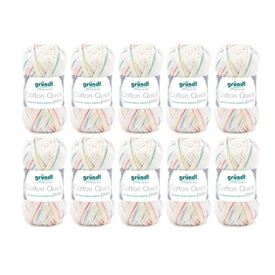 Image of Grundl Knitting Yarn, Cotton, Baby Multicolour, 10 x 50g