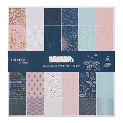 Image of Toga Paper 30 x Scrapbooking, Midnight Blue and Pastel Pink, 30,5 cm