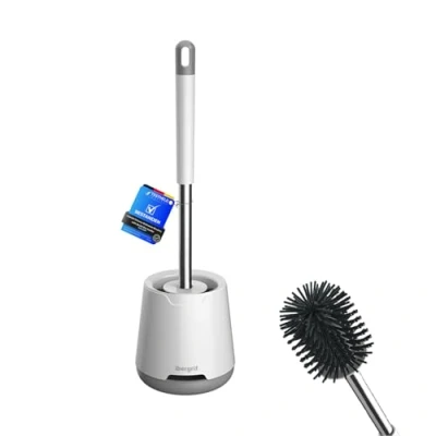 Image of Ibergrif M34152 Silicone Toilet Brushes &amp; Holders, Deep Cleaner, Brush with Quick Drying Holder Set for Bathroom