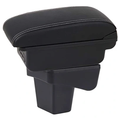 Image of YJYWZH Car Armrest For Vitara 2015 2019 Double Layer Console Center Large Storage Box with 3 USB Charging Port Black White Stitching