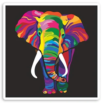 Image of 2 x 10cm Rainbow Elephant Vinyl Stickers African Africa Laptop Sticker #30096 (10cm Wide)