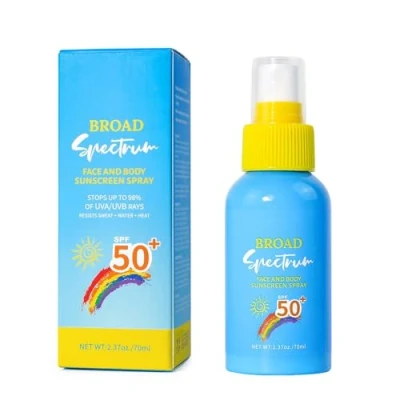 Image of Refreshing Water Mist Sunscreen For Face &amp; Body, Travel Size SPF 50 Hydrating Spray Long Lasting Waterproof Non Greasy SPF50+ Sunscreen, Aerosol